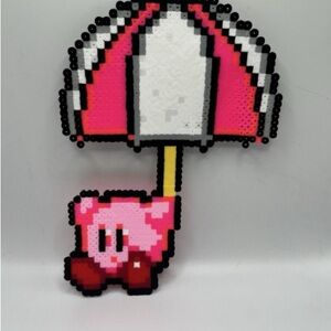 Kirby Bead Art with Pink Umbrella